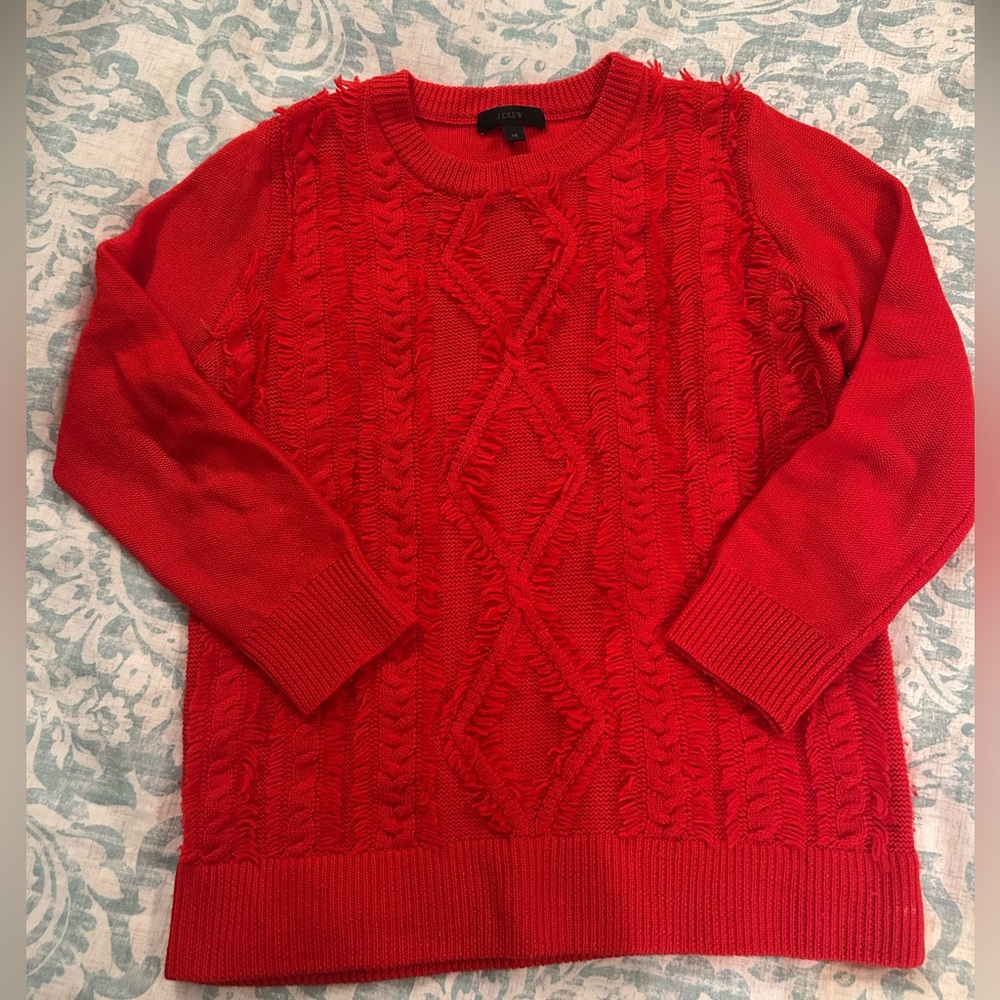 J.Crew Wool Red Cable Knit Sweater